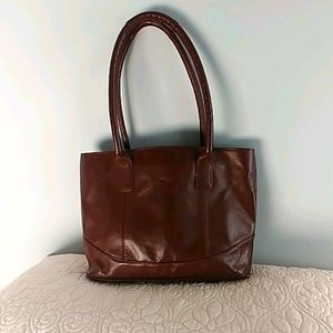 Brown Faux Leather Tote